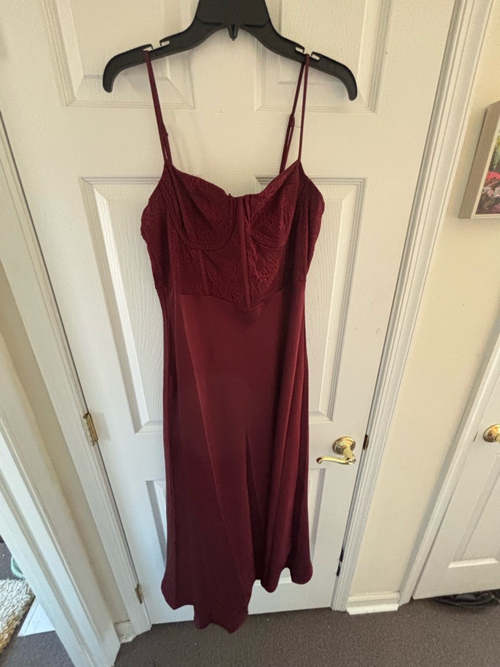 ASTR Burgundy Lace Bustier Slip Dress